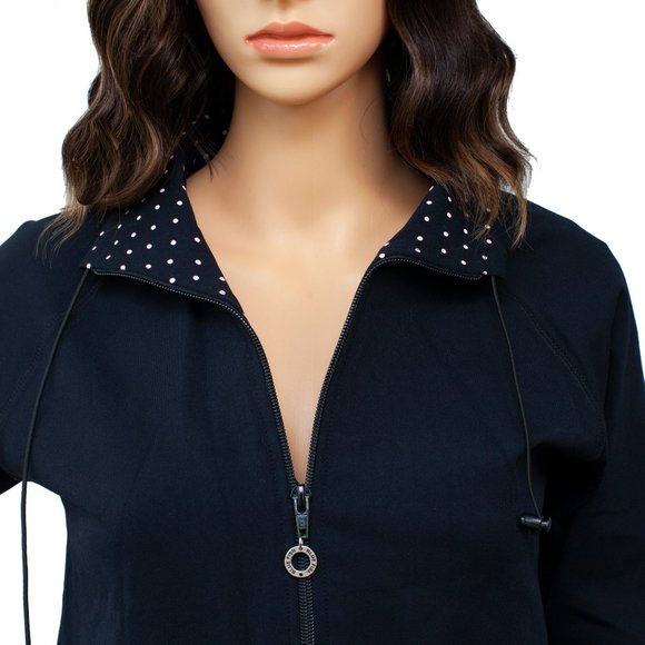 Blue Fish Active Wear Black Jacket Pink Dot Collar - Picture 4 of 10